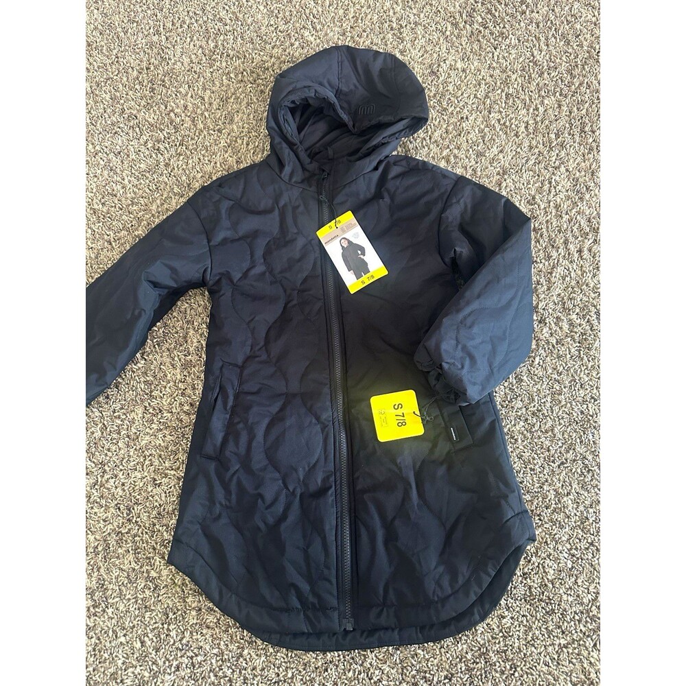 Mondetta Girls Black Hooded Quilted Puffer Coat Insulated Full Zip Long S 7/8